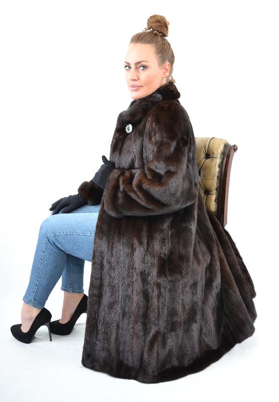 US4702 REAL SAGA MINK FUR COAT FEMALE RANCH MINK JACKET SIZE L