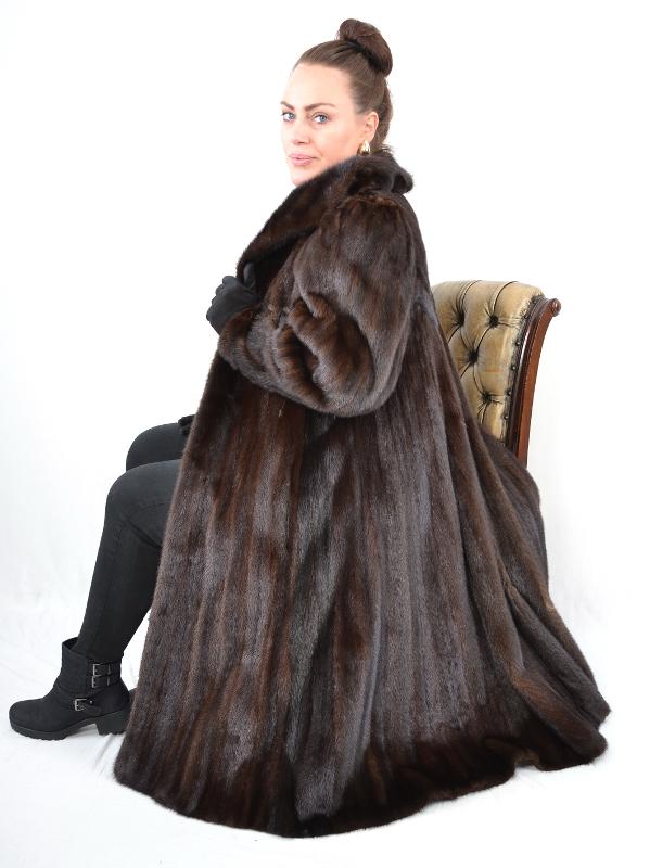 US5380 REAL MINK FUR COAT RANCH MINK WIDE HEM FULL LENGTH