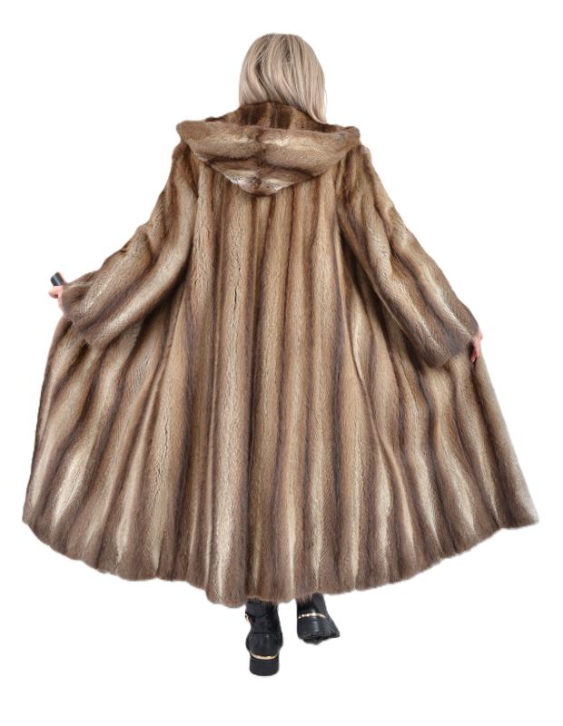 ミュージシャン qb Luxury qb BEAST COAT Msize US5728 REAL MUSKRAT FUR COAT HOODED RANCH MUSQUASH COAT SIZE L