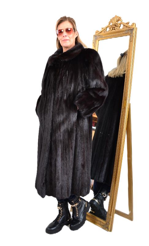 SAGA MINK Real Mink Coat L black 本毛皮 US5821 SAGA MINK FUR COAT REAL RANCH MINK JACKET FULL LENGTH SIZE